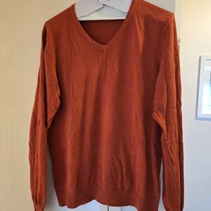 H&M V-Neck Sweater in Warm Orange